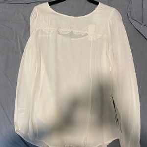 LOFT white eyelet blouse NWT
